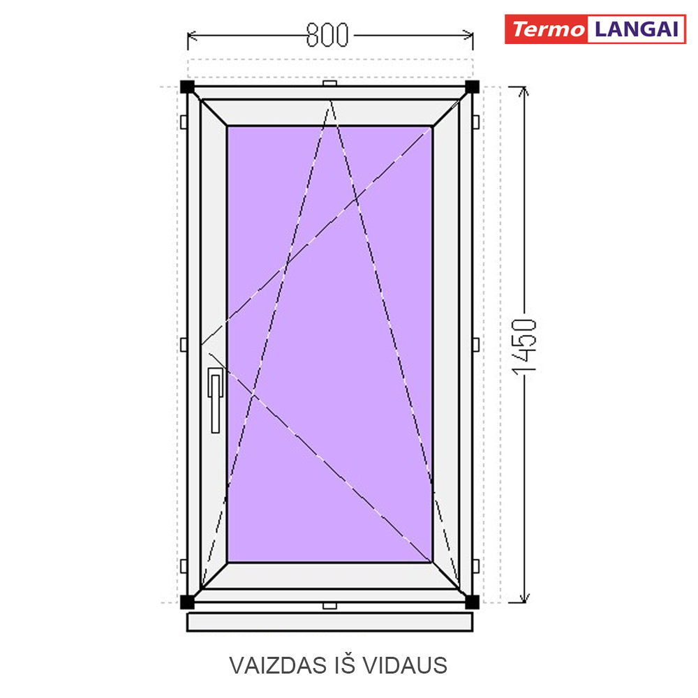 PVC langas iš sandėlio 800 x 1450