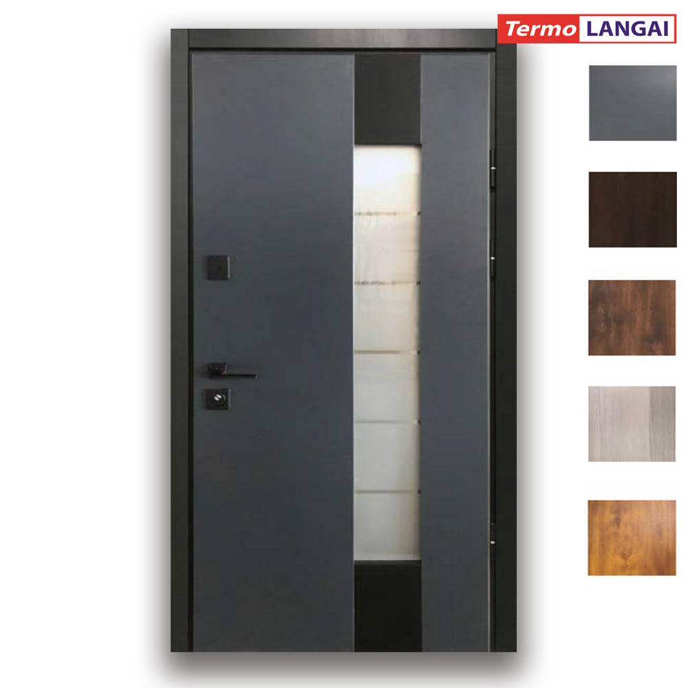 Šarvuotos lauko durys Thermo Steel 22-12 Lux su įrėmintu dvigubu stiklu