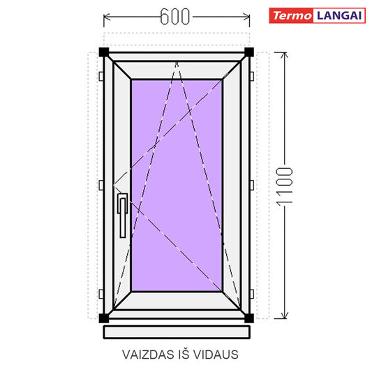 PVC langas iš sandėlio 600 x 1100