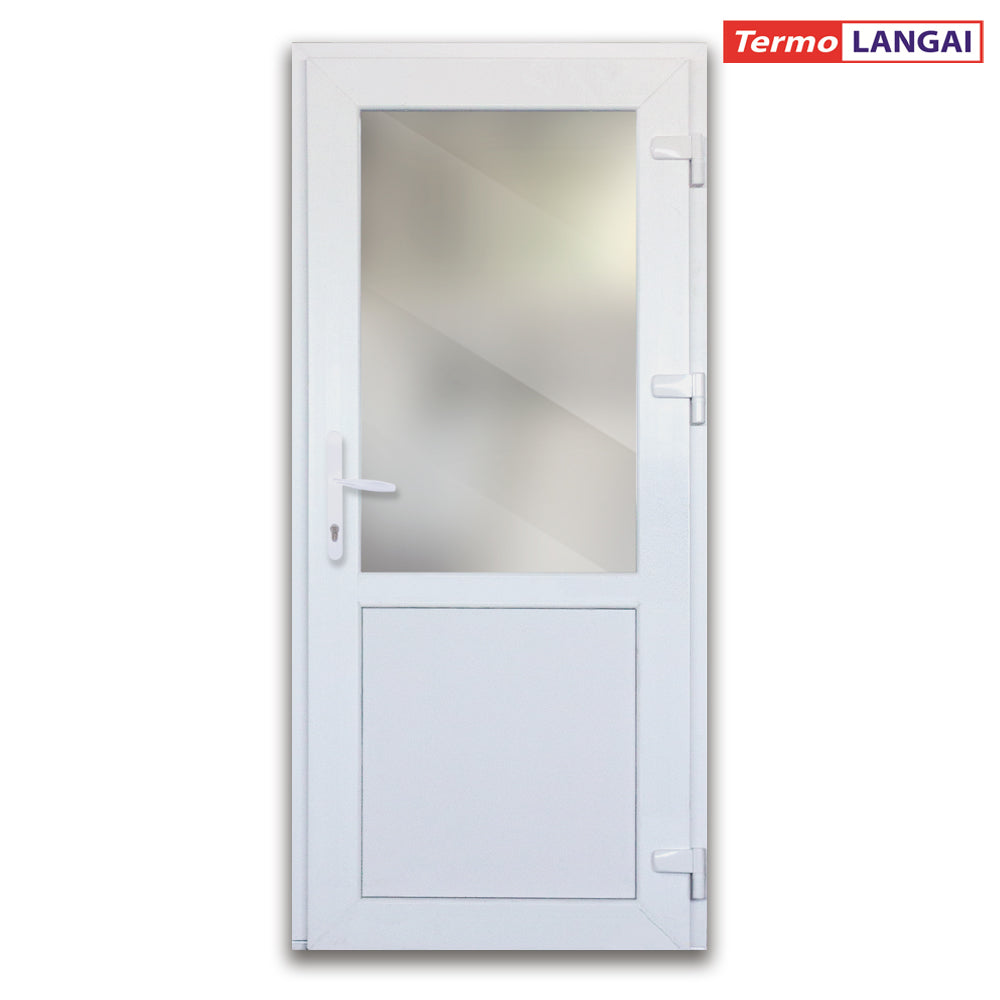 White uPVC Door from Stock – Half Panelled