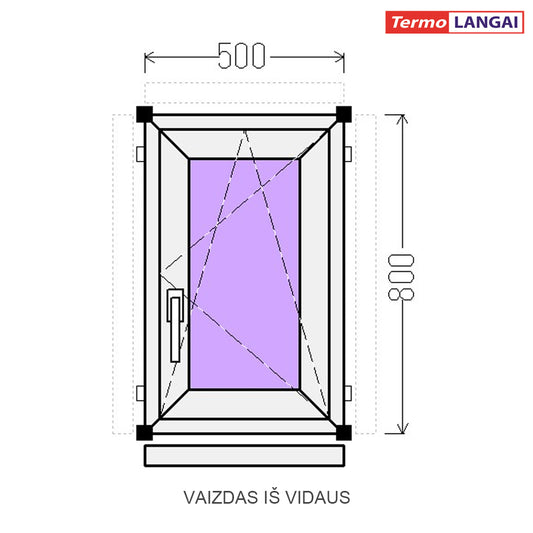 PVC langas iš sandėlio 500 x 800