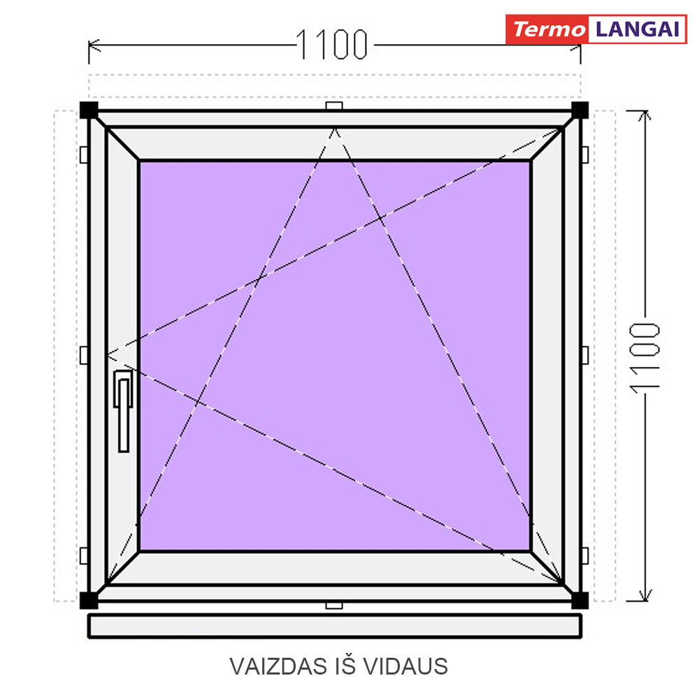 PVC langas iš sandėlio 1100 x 1100