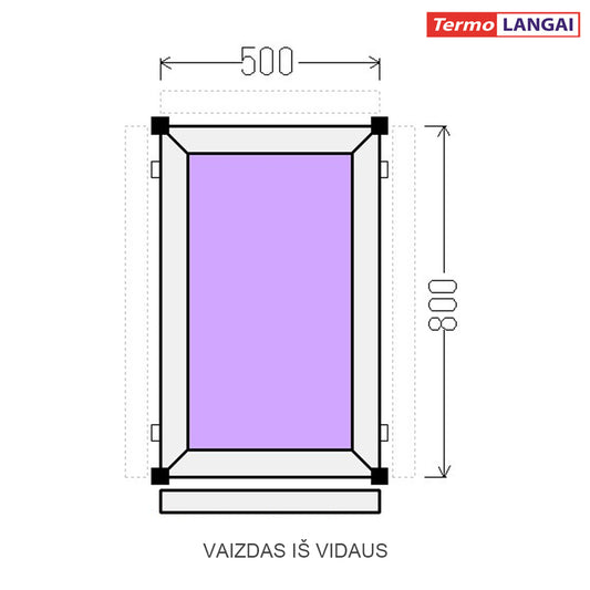 PVC langas iš sandėlio 500 x 800