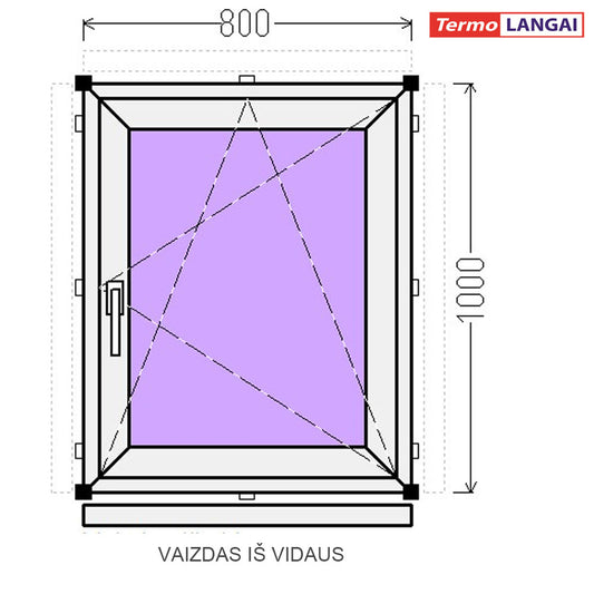 PVC langas iš sandėlio 800 x 1000
