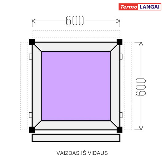PVC langas iš sandėlio 600 × 600 mm