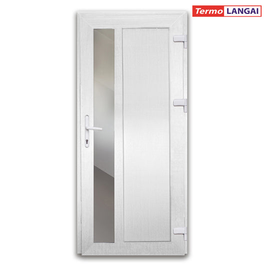 PVC baltos durys iš sandėlio – stiklas šone