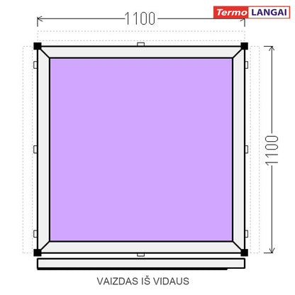PVC langas iš sandėlio 1100 x 1100