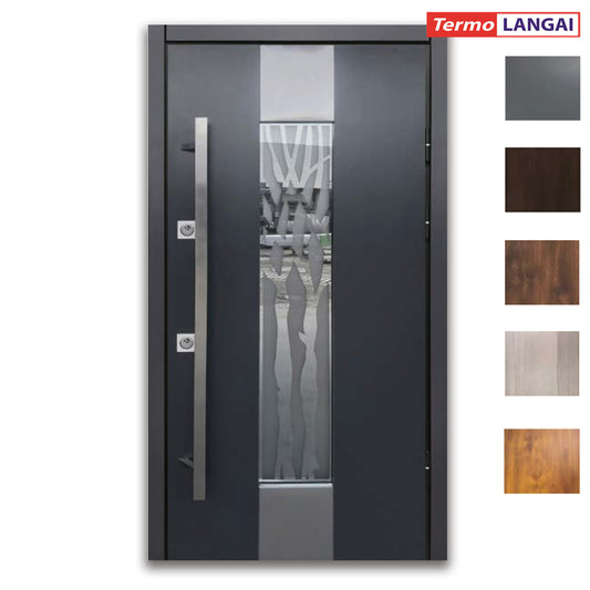 Šarvuotos lauko durys Thermo Steel 22-21 su įrėmintu dvigubu stiklu