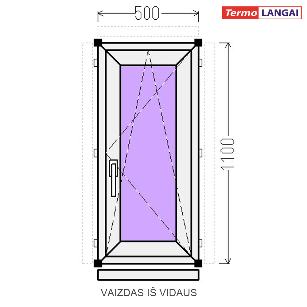 uPVC Window from Stock 500 × 1100 mm