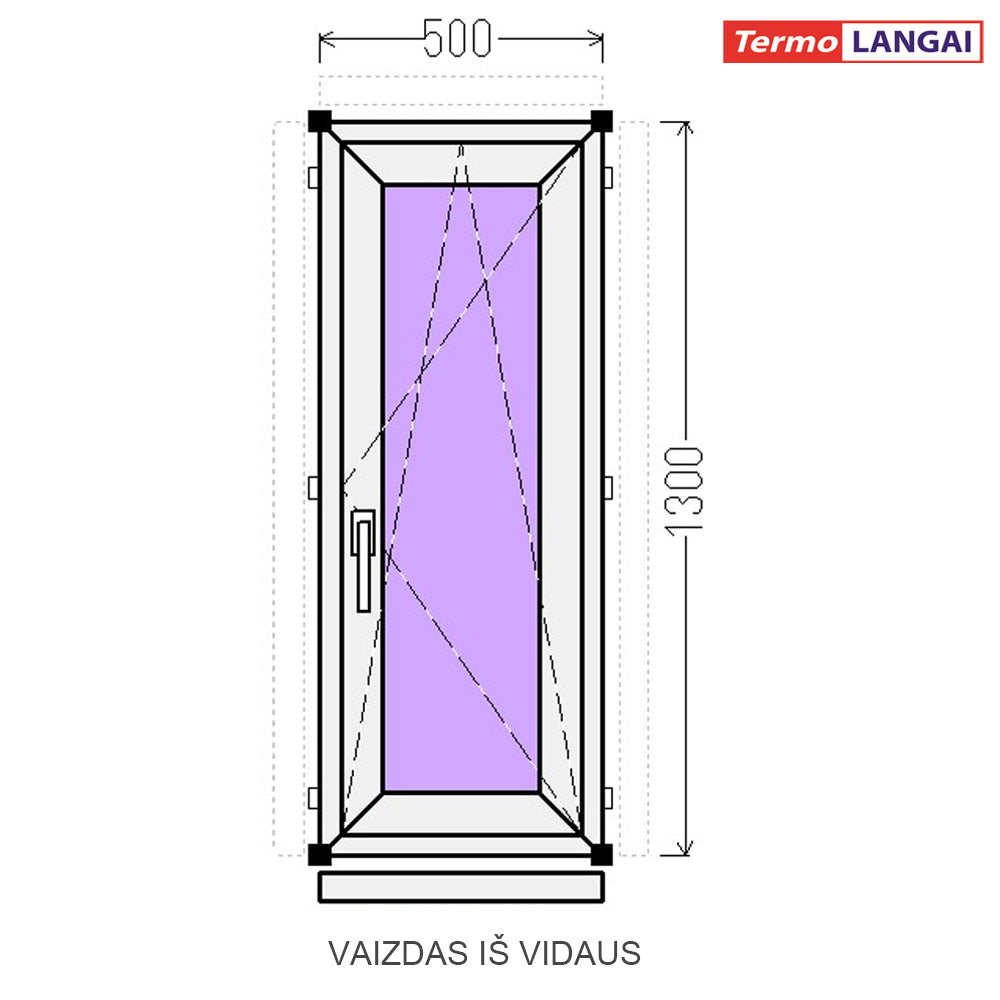 uPVC Window from Stock 500 × 1300 mm